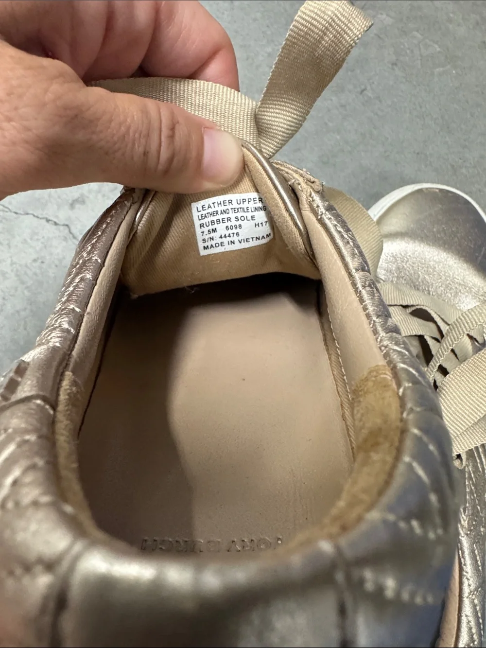 Tory Burch Gold Marion Metallic Sneaker, 7.5